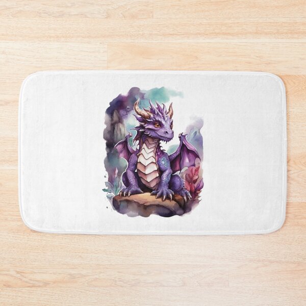 Item preview,  a friendly purple dragon on a stone designed and sold by Rose Design & Photos.