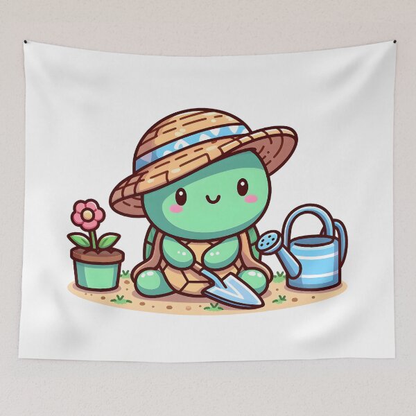 Item preview, Kawaii Turtle With Sunhat designed and sold by CanvasCutie.