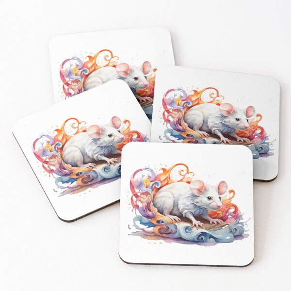 Item preview, a white mouse with bright colors designed and sold by Rose Design & Photos.