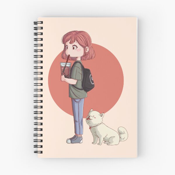 Item preview, Cute girl drinking bubble tea with her dog designed and sold by Valentine Delavaux.