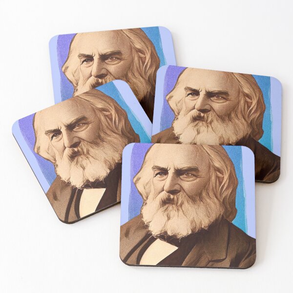 Item preview, American Poet Henry Wadsworth Longfellow - blue - illustration  designed and sold by Litstoy.