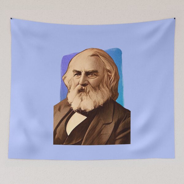 Item preview, American Poet Henry Wadsworth Longfellow - blue - illustration  designed and sold by Litstoy.