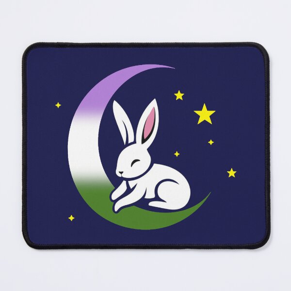Item preview, Cute Bunny Rabbit on a Genderqueer Pride Flag Moon, Discreet Queer Pride Design designed and sold by Travelslightly.