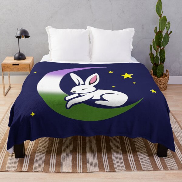 Item preview, Cute Bunny Rabbit on a Genderqueer Pride Flag Moon, Discreet Queer Pride Design designed and sold by Travelslightly.