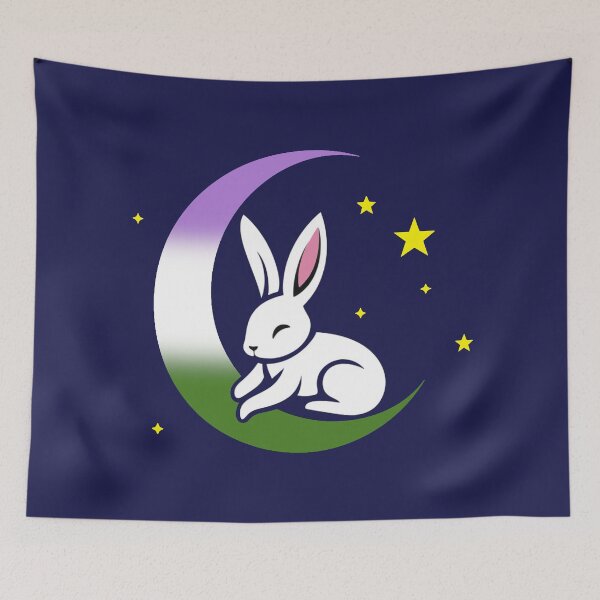 Item preview, Cute Bunny Rabbit on a Genderqueer Pride Flag Moon, Discreet Queer Pride Design designed and sold by Travelslightly.