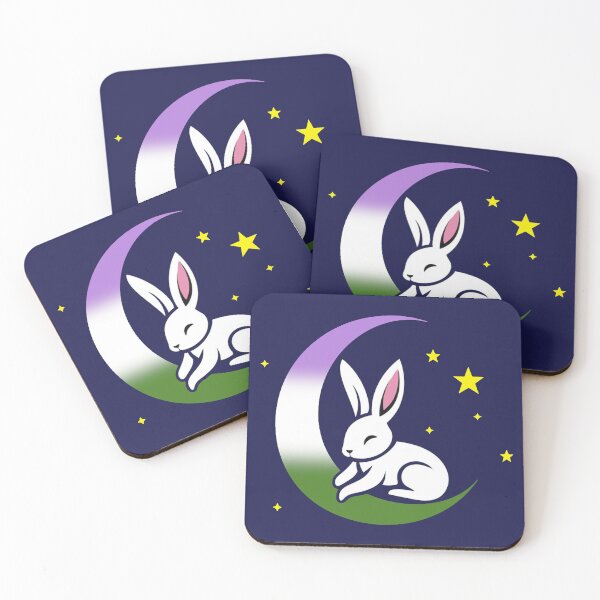 Item preview, Cute Bunny Rabbit on a Genderqueer Pride Flag Moon, Discreet Queer Pride Design designed and sold by Travelslightly.