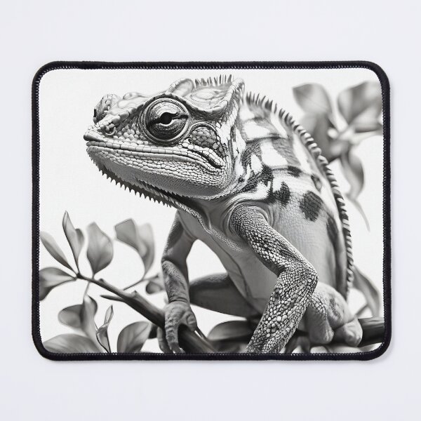 Item preview, Black and white Chameleon pencil drawing designed and sold by Pencil-Art.