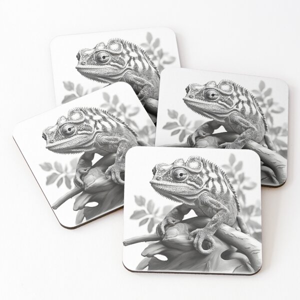 Item preview, Black and white Chameleon pencil drawing designed and sold by Pencil-Art.