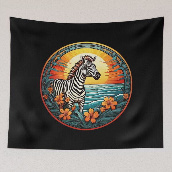 Item preview, Summertime Zebra at Sunset with Hawaiian Orchids designed and sold by NautiChic.