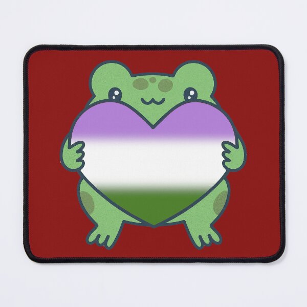 Item preview, Frog holding a heart with Genderqueer Pride Flag Colors , Queer Design designed and sold by Travelslightly.