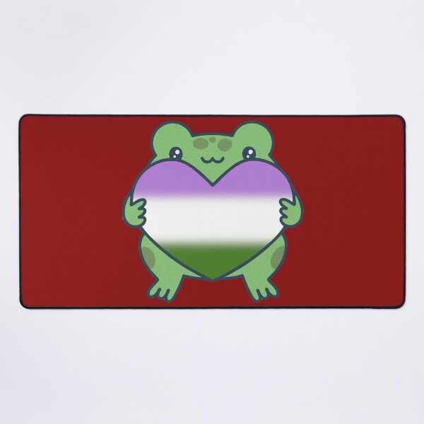 Item preview, Frog holding a heart with Genderqueer Pride Flag Colors , Queer Design designed and sold by Travelslightly.