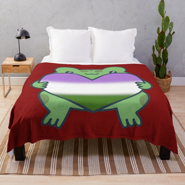 Item preview, Frog holding a heart with Genderqueer Pride Flag Colors , Queer Design designed and sold by Travelslightly.
