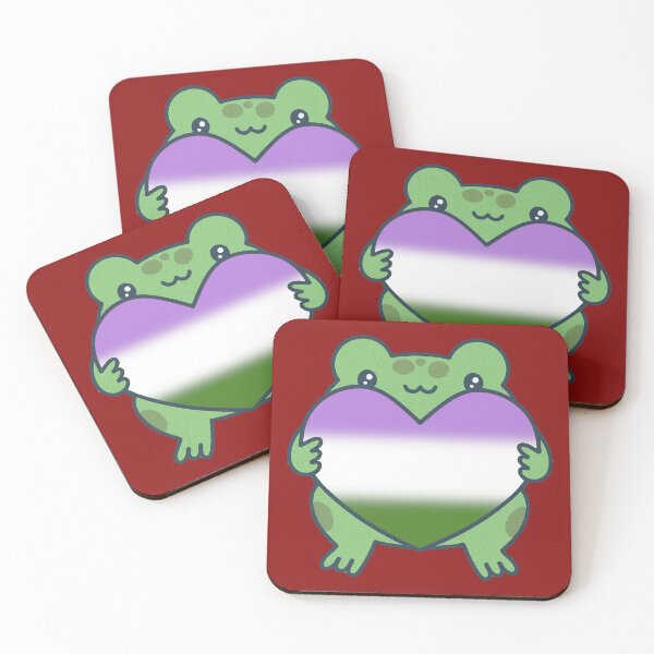 Item preview, Frog holding a heart with Genderqueer Pride Flag Colors , Queer Design designed and sold by Travelslightly.