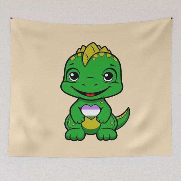 Item preview, Cute Genderqueer Pride Flag Dinosaur, Subtle Kawaii Queer Dino Design designed and sold by Travelslightly.