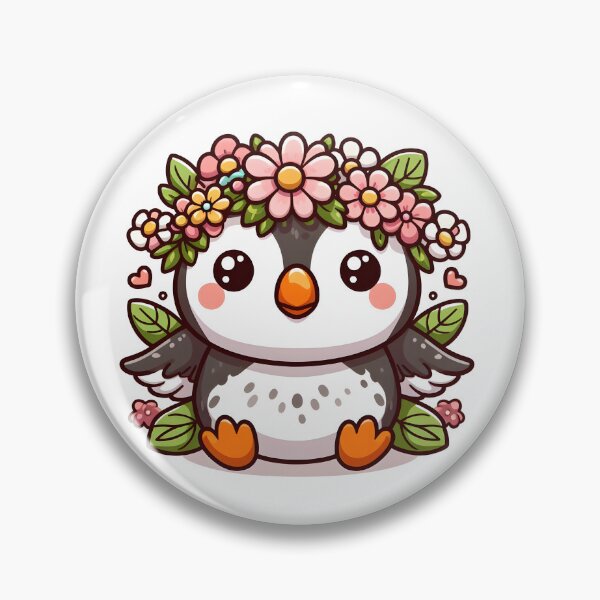 Item preview, Kawaii Puffin With Flower Crown designed and sold by CanvasCutie.