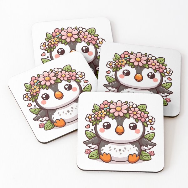Item preview, Kawaii Puffin With Flower Crown designed and sold by CanvasCutie.