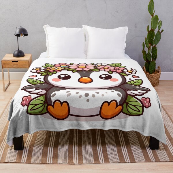 Item preview, Kawaii Puffin With Flower Crown designed and sold by CanvasCutie.