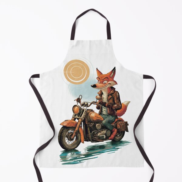 Aperçu de l'œuvre Coucher de soleil vintage avec un renard merdique sur une moto créée et vendue par Colorful-Garden.