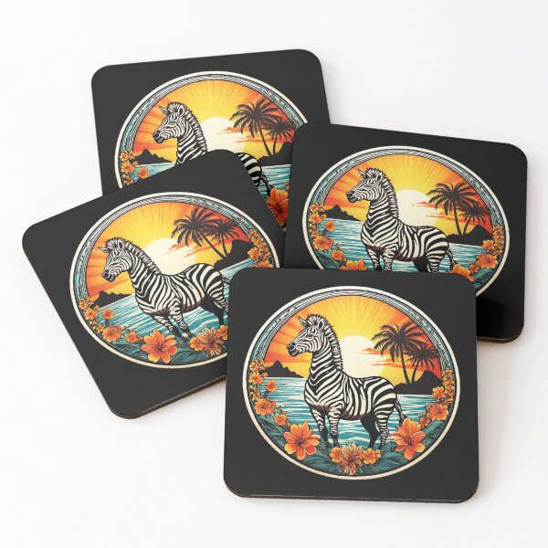 Item preview, Ocean Loving Zebra and Palm Trees at Sunset with Hawaiian Orchids designed and sold by NautiChic.