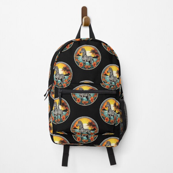 Item preview, Ocean Loving Zebra and Palm Trees at Sunset with Hawaiian Orchids designed and sold by NautiChic.