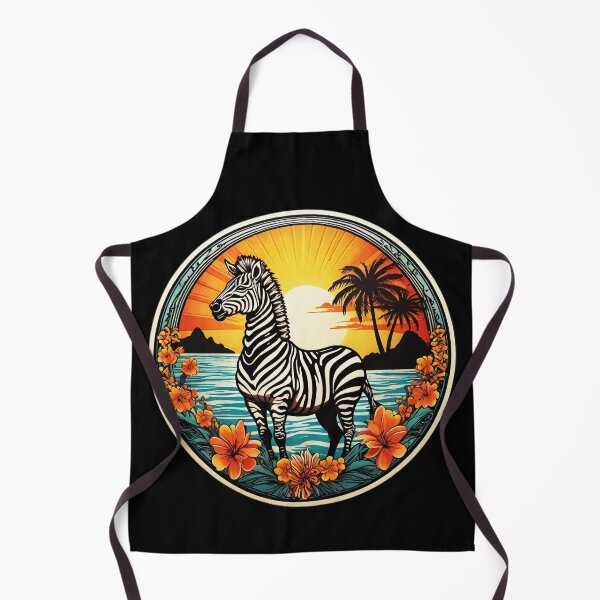 Item preview, Ocean Loving Zebra and Palm Trees at Sunset with Hawaiian Orchids designed and sold by NautiChic.