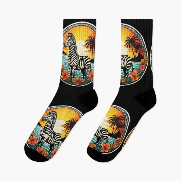 Item preview, Ocean Loving Zebra and Palm Trees at Sunset with Hawaiian Orchids designed and sold by NautiChic.