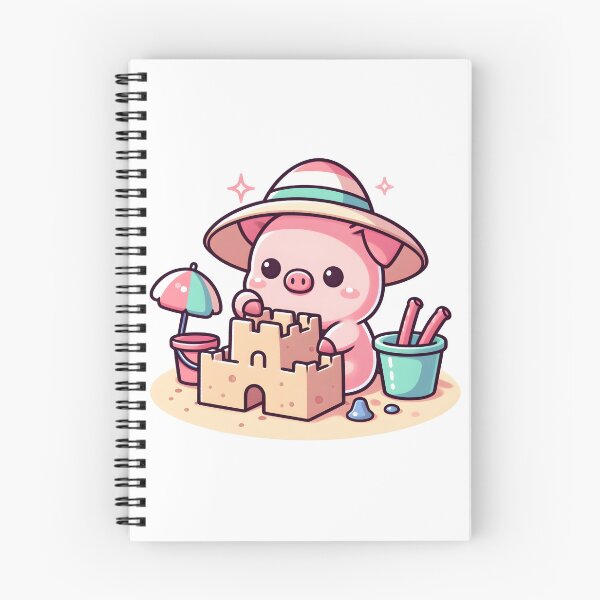 Item preview, Kawaii Pig Building Sandcastle designed and sold by CanvasCutie.
