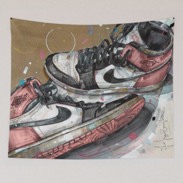 Item preview, Retro rust pink sneaker painting designed and sold by GalleryKauffeld.