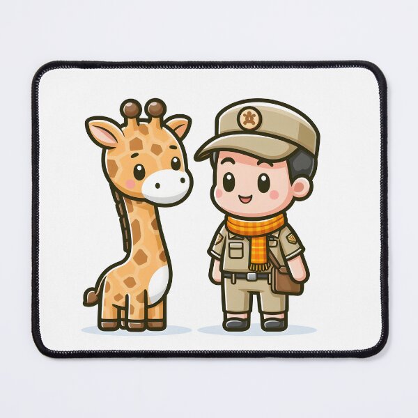 Item preview, Kawaii Zookeeper With A Friendly Giraffe Scarf designed and sold by CanvasCutie.