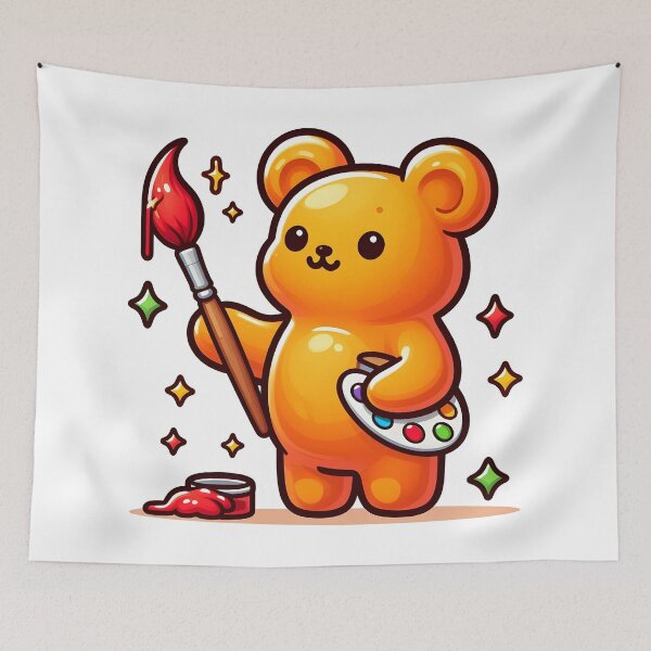 Item preview, Kawaii Gummy Bear With Paintbrush designed and sold by CanvasCutie.