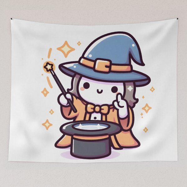 Item preview, Kawaii Wizard With A Top Hat And A Bow Tie designed and sold by CanvasCutie.