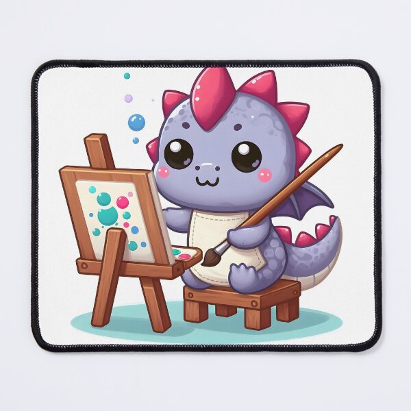 Item preview, Kawaii Adorable Dragon With Smock Painting designed and sold by CanvasCutie.