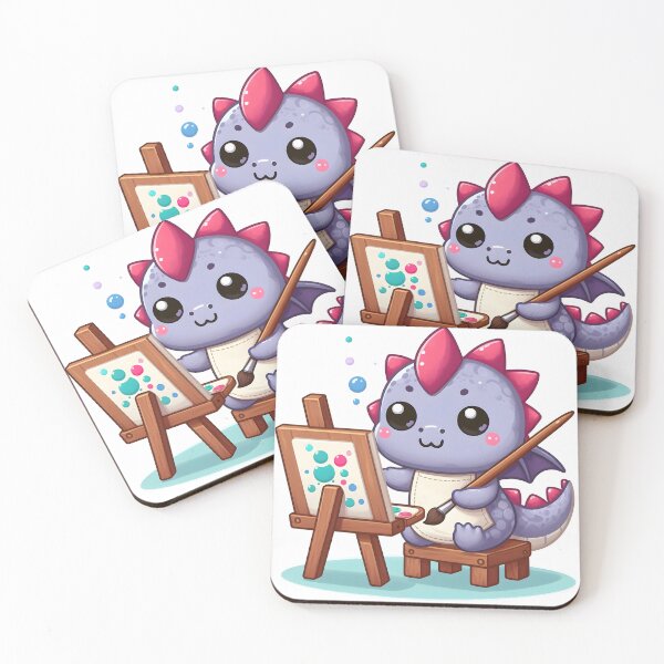 Item preview, Kawaii Adorable Dragon With Smock Painting designed and sold by CanvasCutie.