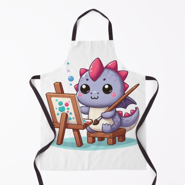 Item preview, Kawaii Adorable Dragon With Smock Painting designed and sold by CanvasCutie.