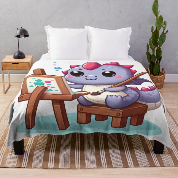 Item preview, Kawaii Adorable Dragon With Smock Painting designed and sold by CanvasCutie.
