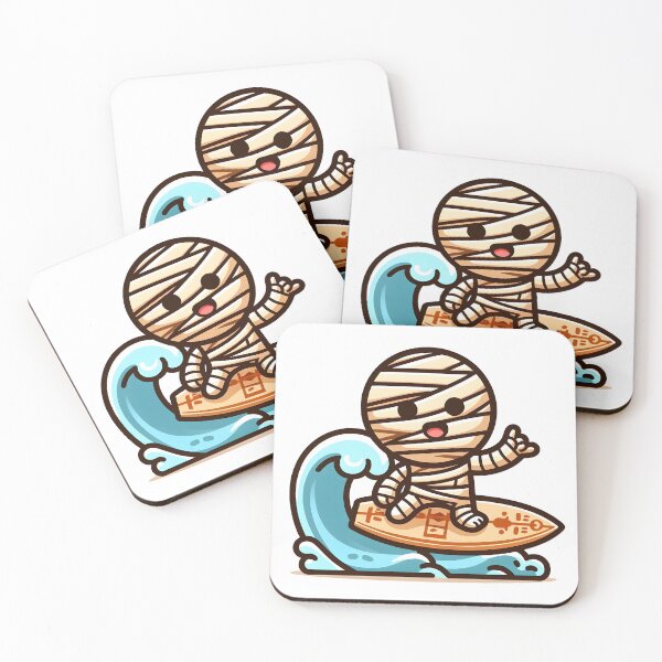 Item preview, Kawaii Happy Mummy: A Surfboard With Hieroglyphic Designs designed and sold by CanvasCutie.