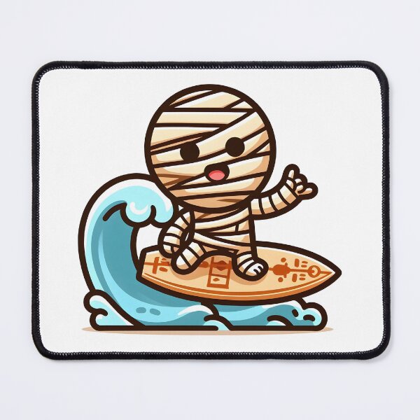 Item preview, Kawaii Happy Mummy: A Surfboard With Hieroglyphic Designs designed and sold by CanvasCutie.