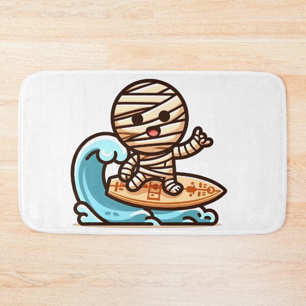 Item preview, Kawaii Happy Mummy: A Surfboard With Hieroglyphic Designs designed and sold by CanvasCutie.
