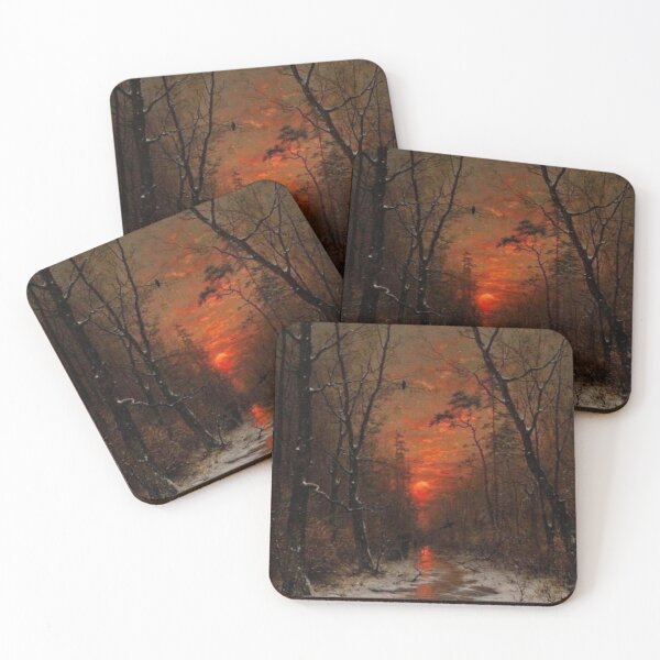 Item preview, Sunset over the Winter Forest by German painter Heinrich Gogarten designed and sold by Arwen-Art.