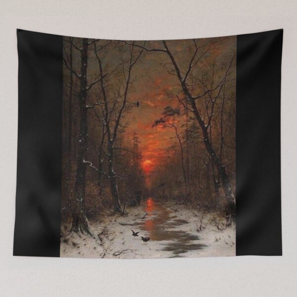 Item preview, Sunset over the Winter Forest by German painter Heinrich Gogarten designed and sold by Arwen-Art.