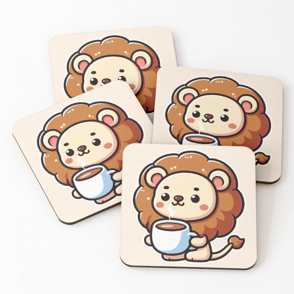 Item preview, Kawaii Cute Lion Drinking Coffee 1 | Pet and Animals for Men and Women t-shirt designed and sold by panchiTWO.