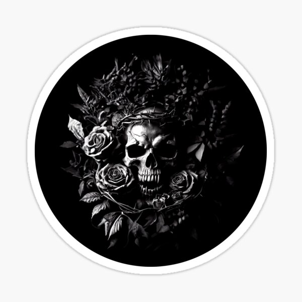 Skull Rocker: Metalhead Vibes with Gothic Roses Sticker