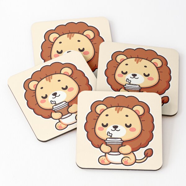 Item preview, Kawaii Cute Lion Drinking Coffee 2 | Pet and Animals for Men and Women t-shirt designed and sold by panchiTWO.