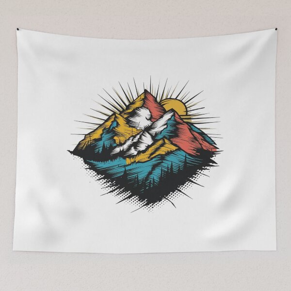 Item preview, Mountains Sunset Sticker designed and sold by NicolasGlowArt.