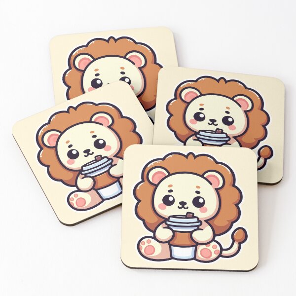 Item preview, Kawaii Cute Lion Drinking Coffee 3 | Pet and Animals for Men and Women t-shirt designed and sold by panchiTWO.