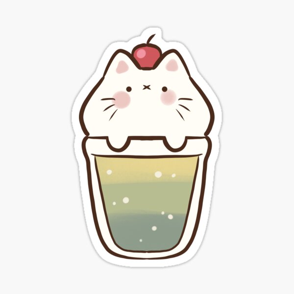 Item preview, Green milkshake cat designed and sold by Mayarart.