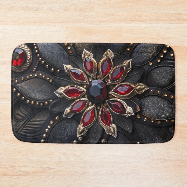 Item preview, Mandala in black leather and red and gold jewelry designed and sold by Fantasyplus.