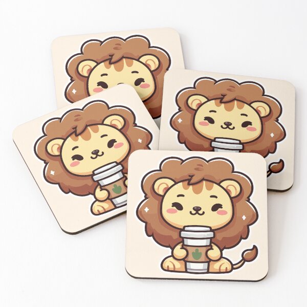 Item preview, Kawaii Cute Lion Drinking Coffee 4 | Pet and Animals for Men and Women t-shirt designed and sold by panchiTWO.