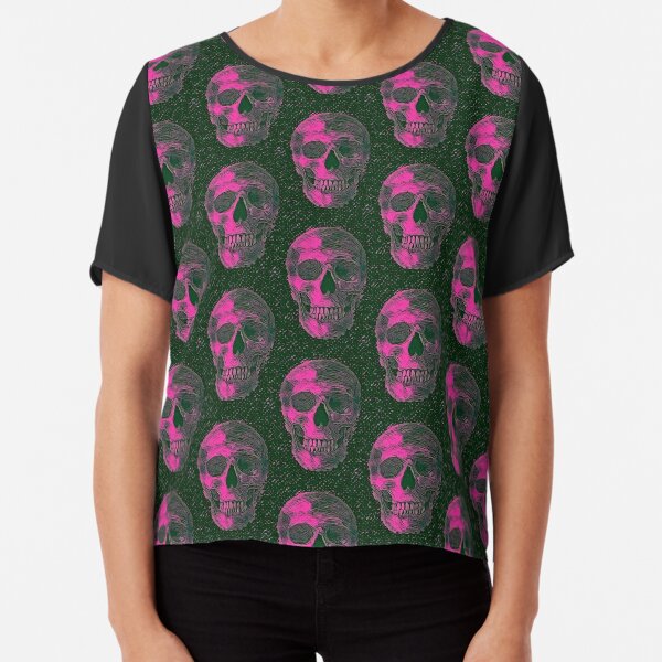 SKULLS PINK Chiffon Top