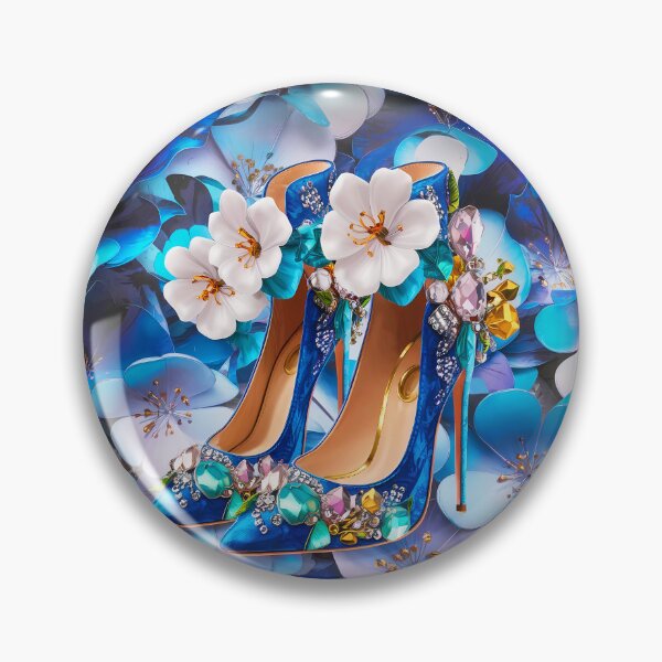 Item preview, Blue-White Floral Stiletto Heels designed and sold by EmeraldeaArt.